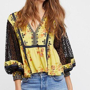 Free People Boogie All Night Embroidered Blouse